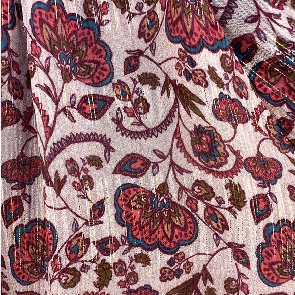 Ramy Brook | NWOT Floral Paisley Print Silk Chiffon Tiered Mini Dress Size Small - Picture 6 of 8